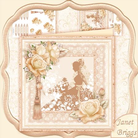 Wedding Day Bride & Roses 8x8 Mini Kit & Decoupage