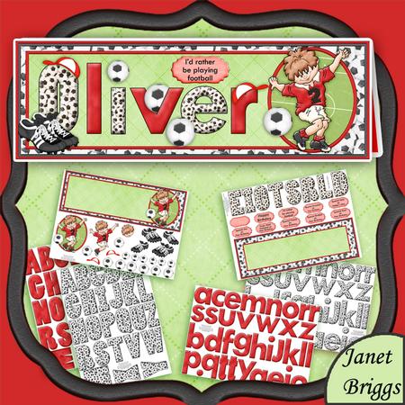Create Any Name Red Football Card Kit