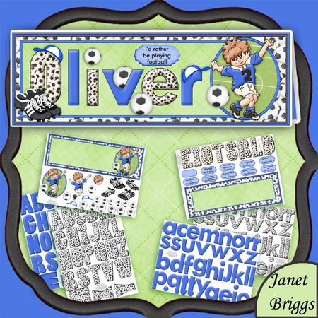 Create Any Name Blue Football Card Kit