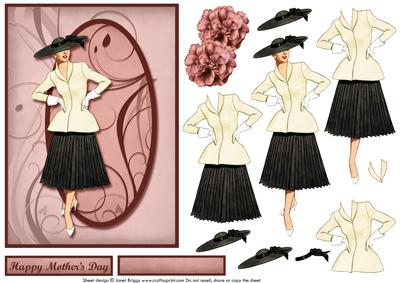 Vintage Lady in Pink & Brown Decoupage