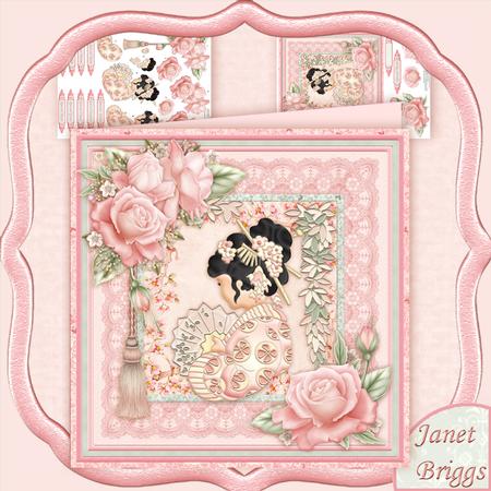 Oriental Lady in Pink 8x8 Mini Kit & Decoupage