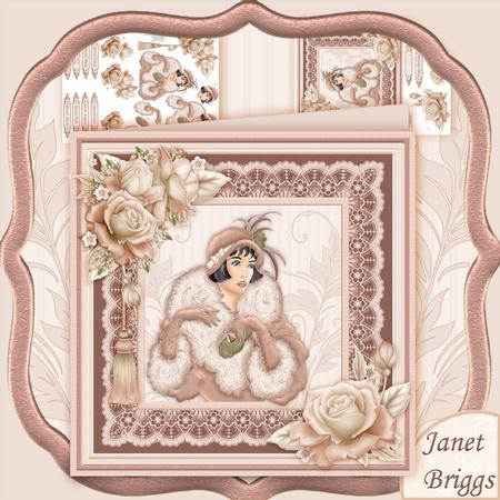 Art Deco Lady in Mink 8x8 Mini Kit & Decoupage