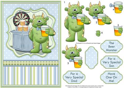 The Beer Monster Have One on Me! Card Topper & Decoupage