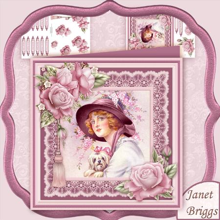 Vintage Lady & Dog 8x8 Mini Kit & Decoupage