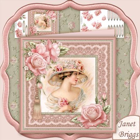 Vintage Lady & Rose 8x8 Mini Kit & Decoupage