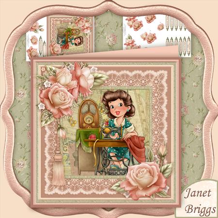 Sew Special Vintage Seamstress 8x8 Mini Kit & Decoupage