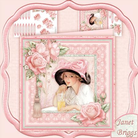 Vintage Lady & Drink 8x8 Mini Kit & Decoupage