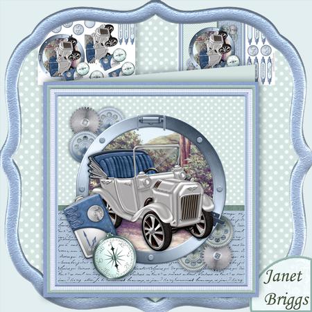 Steampunk Silver Car 8x8 Mini Kit & Decoupage for Men