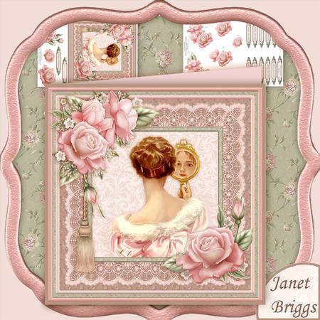 Vintage Lady & Mirror 8x8 Mini Kit & Decoupage
