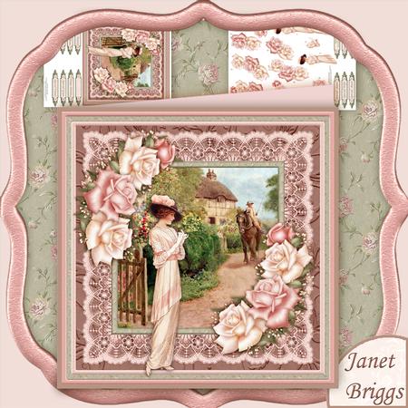 Vintage Lady Morning Stroll 8x8 Mini Kit & Decoupage