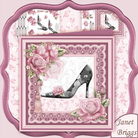 Shabby Chic Shoe Black & White 8x8 Mini Kit