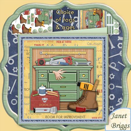 Tool Shed Male Birthday 8x8 Mini Kit & Decoupage