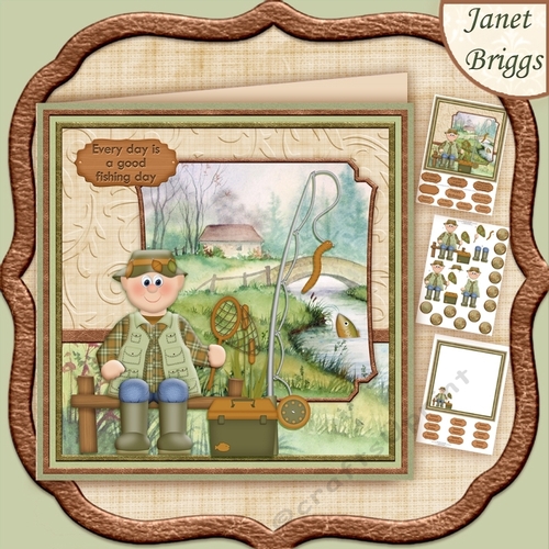 River Fishing 8x8 Mini Kit with Decoupage & Ages