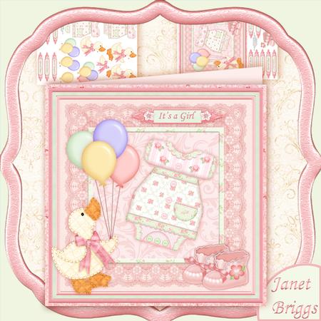 New Baby Girl Romper Dress 8x8 Mini Kit & Decoupage