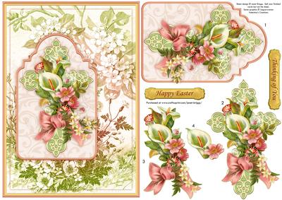 Easter or Sympathy Floral Cross Card Topper & Decoupage