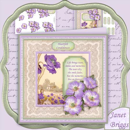 Sympathy Poppies in Purple 8x8 Mini Kit & Decoupage