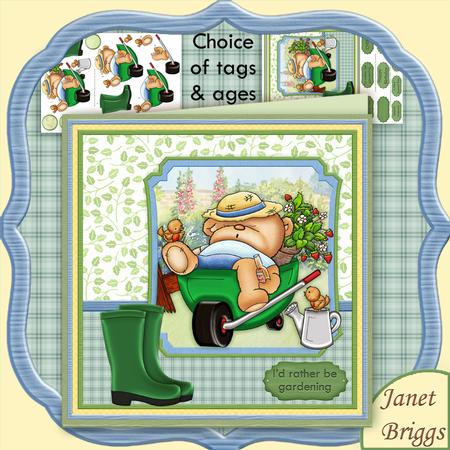 Beer Bear in Wheelbarrow 8x8 Mini Kit Ages & Decoupage