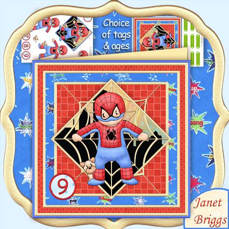 Spider Hero Andy Birthday Boy 8x8 Mini Kit & Decoupage