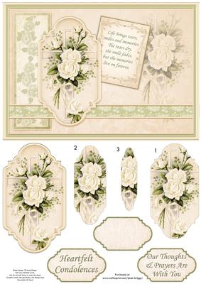 Sympathy Vintage Cross & Roses Quick Card
