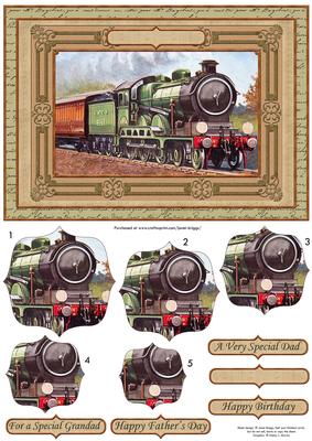 Vintage Steam Train Quick Card Topper & Pyramage