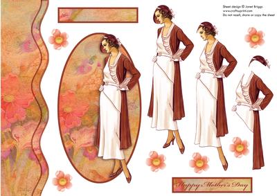 Vintage Lady in Peach Oval Topper & Decoupage