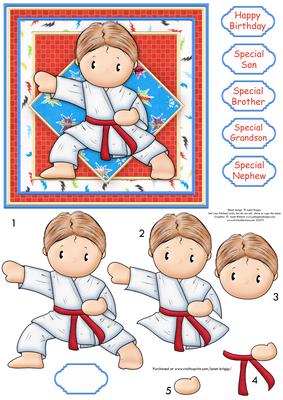 Karate Andy Card Topper and Decoupage