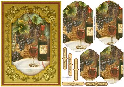 Vintage Red Wine Quick Card Topper & Pyramage