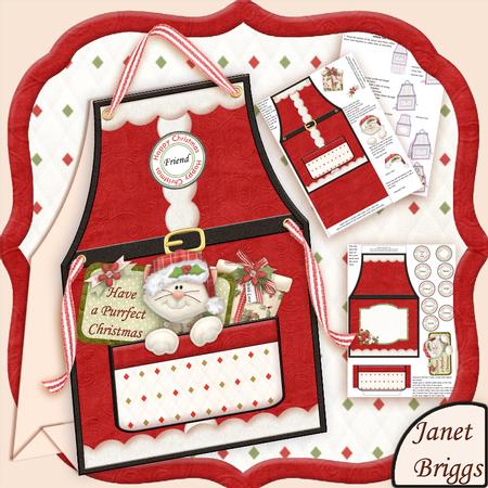 Christmas Santa Apron & Cat Tent Card Mini Kit