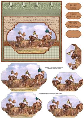 Horse Racing the Jump Men Birthday Father's Day Quick Card