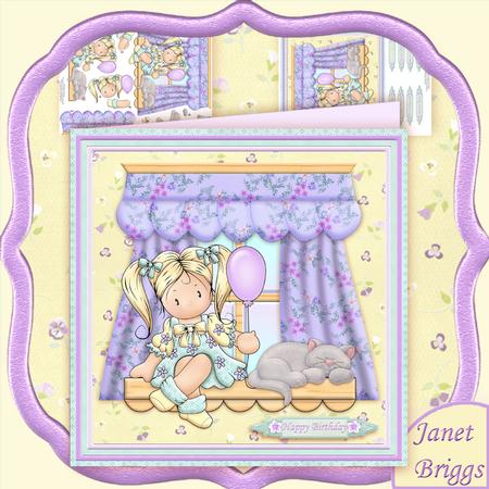 Chloe & Cat on Window Ledge 8x8 Mini Kit & Decoupage