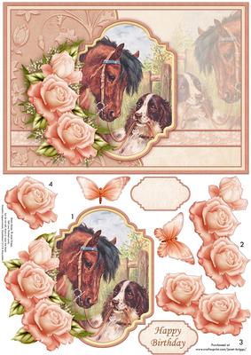 Special Friends Vintage Horse & Dog Decoupage