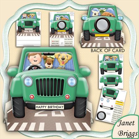 1 Man & His Dog & a Jeep 3D Shape Card & Decoupage Kit