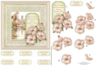 Sympathy Sepia Poppies Card Topper & Decoupage