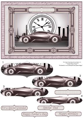 Pewter Sports Car Card Topper & Pyramage