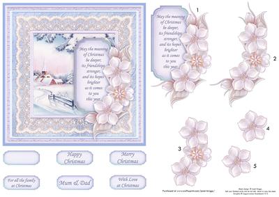 Christmas Floral Tag & Church Card Topper & Decoupage