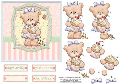 Cupcake Bella Birthday Card Topper & Decoupage