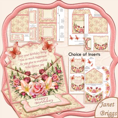 Lilies & Roses Envelope Easel Kit Birthday or Anniversary