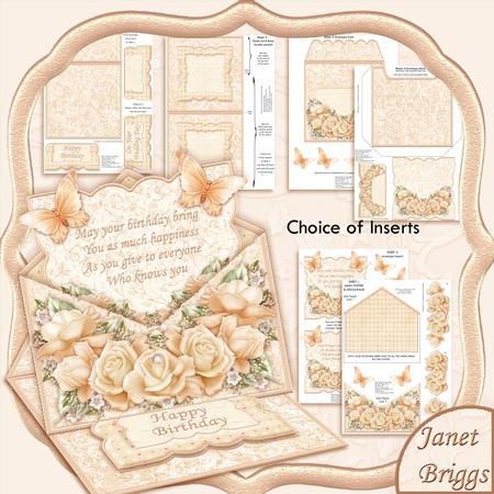 Cream Roses Envelope Easel Kit Birthday Wedding Anniversary