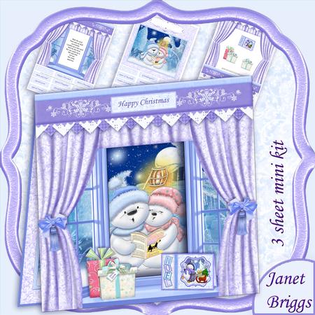 Singing Snowmen Christmas Window Aperture 8x8 Mini Kit
