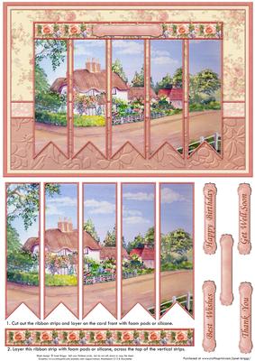 Cottage Ribbon Strips Quick Card
