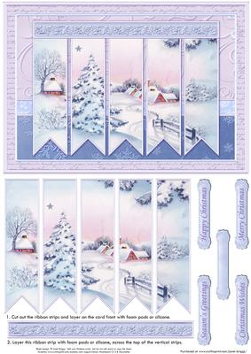 Christmas Snowy Lane Ribbon Strips Quick Card