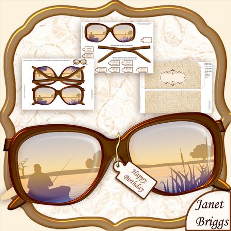 Reflection in Fishing Glasses Shaped Card Kit