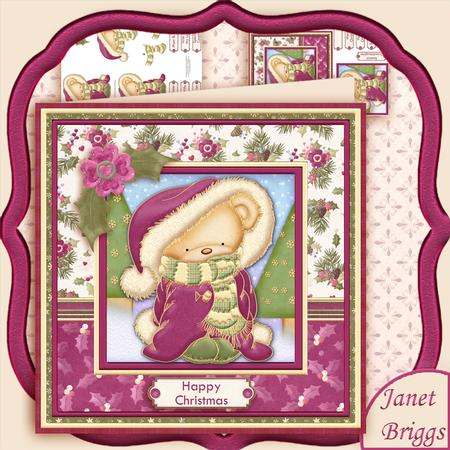 Christmas Snuggle Bear 7x7 Mini Kit & Decoupage