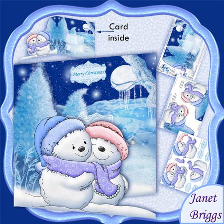 Snowman Hugs Christmas Shaped Card Kit & Decoupage