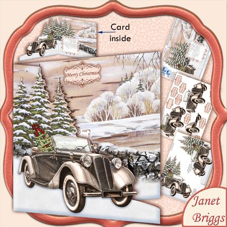 Bringing Home the Tree Christmas Shaped Card Kit & Decoupage