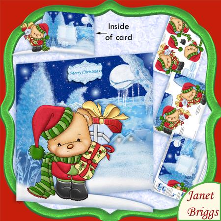 Christmas Gift Ted Christmas Shaped Card Kit & Decoupage