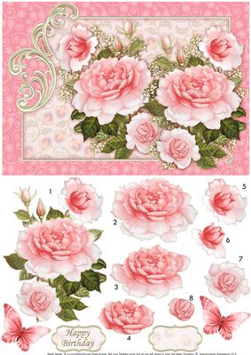 Pink Roses Card Topper & Decoupage