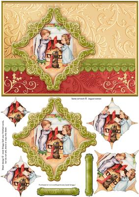Hanging Christmas Stockings Card Topper & Diamond Pyramage