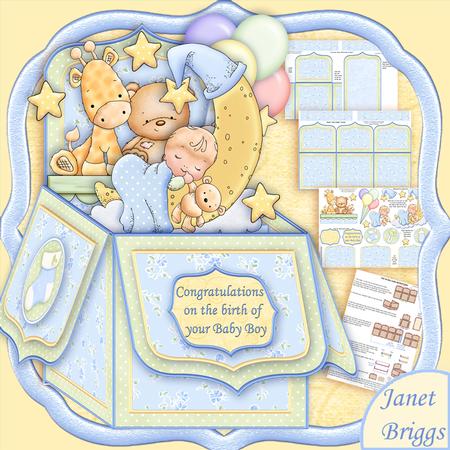 New Baby Boy Pop Up Box Card 7.5