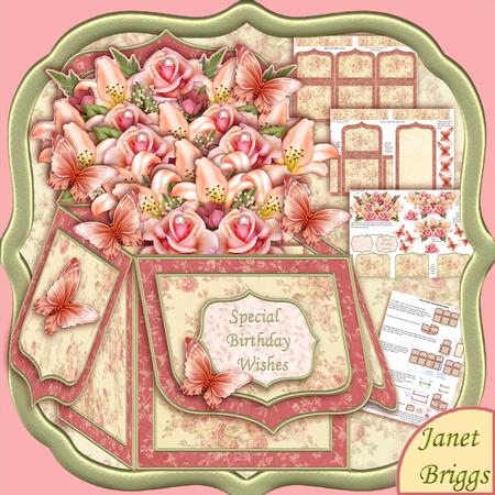 Lilies & Roses Pop Up Box Card 7.5"